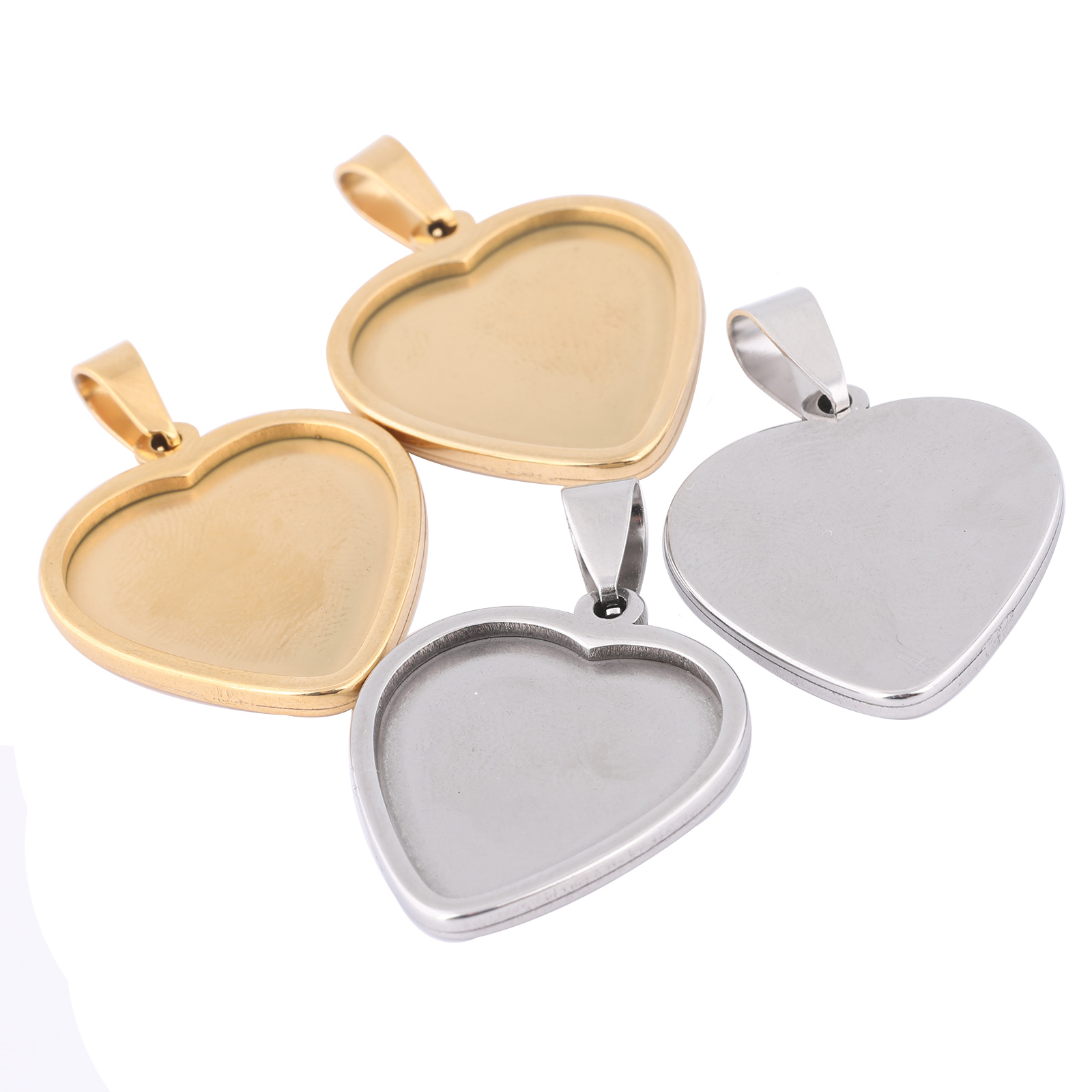 Jewelry Making Soldering Kit - 5pcs 20mm Heart Cabochon Trays Stainless