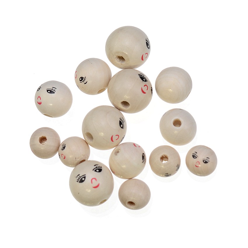 Jewelry Making 3 Year Old - 20/50PCs Smiling Face Wooden Beads Spacer
