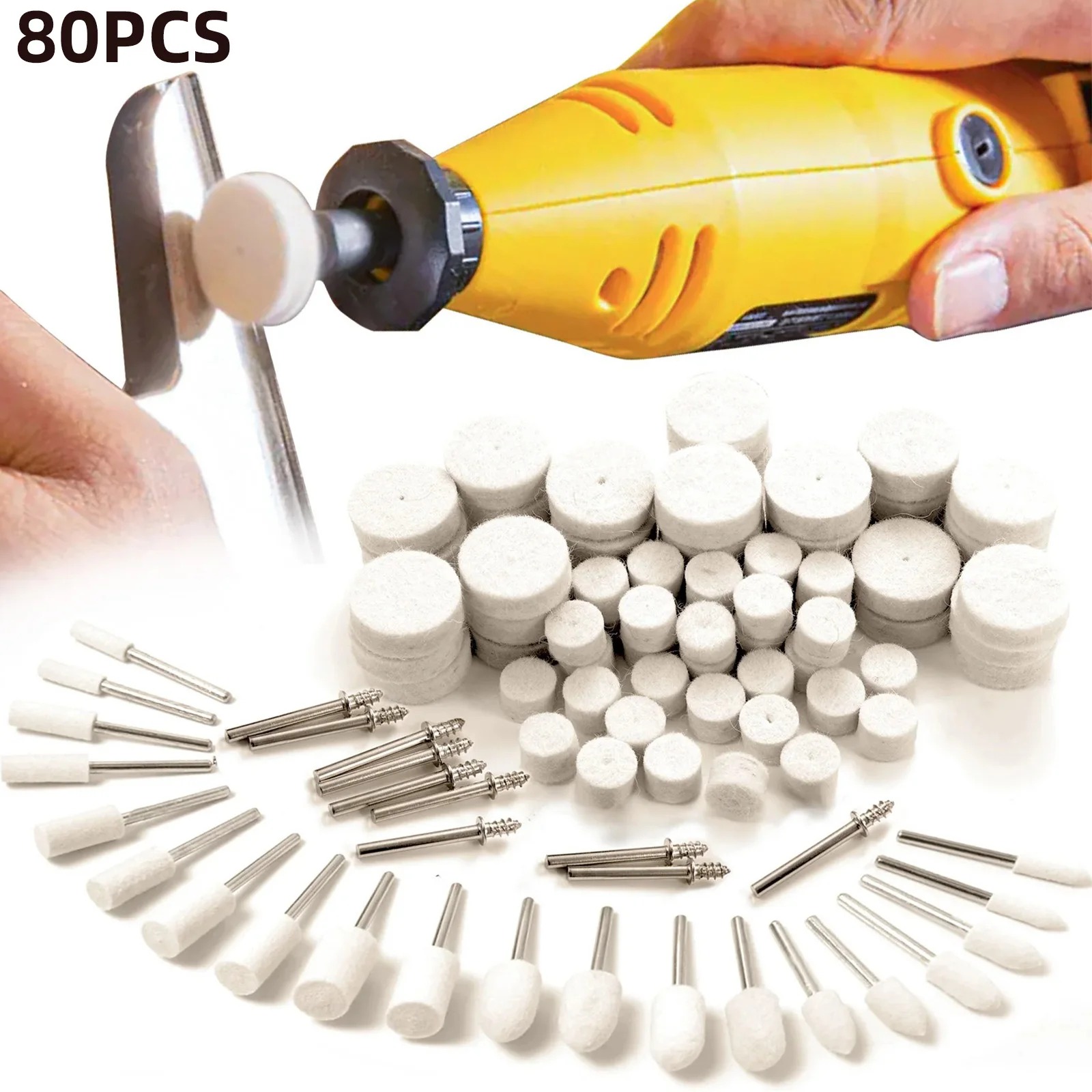 Jewelry Making Tools - 80PCS Wool Felt Buffing Wheel Kit,