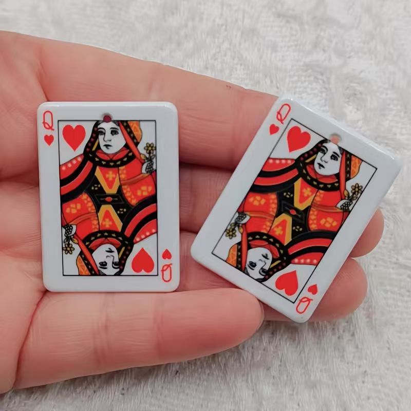 Jewelry Making Birthday Party - 10pcs acrylic double-sided simulation poker pendant,
