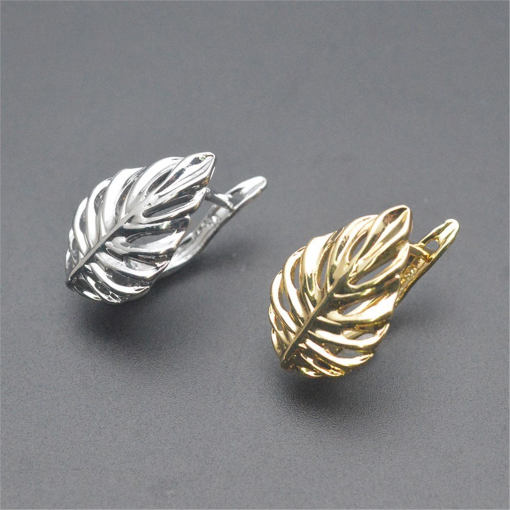 Jewelry Making Articles - 1/2Pcs 18K Gold Plated Brass Leaf