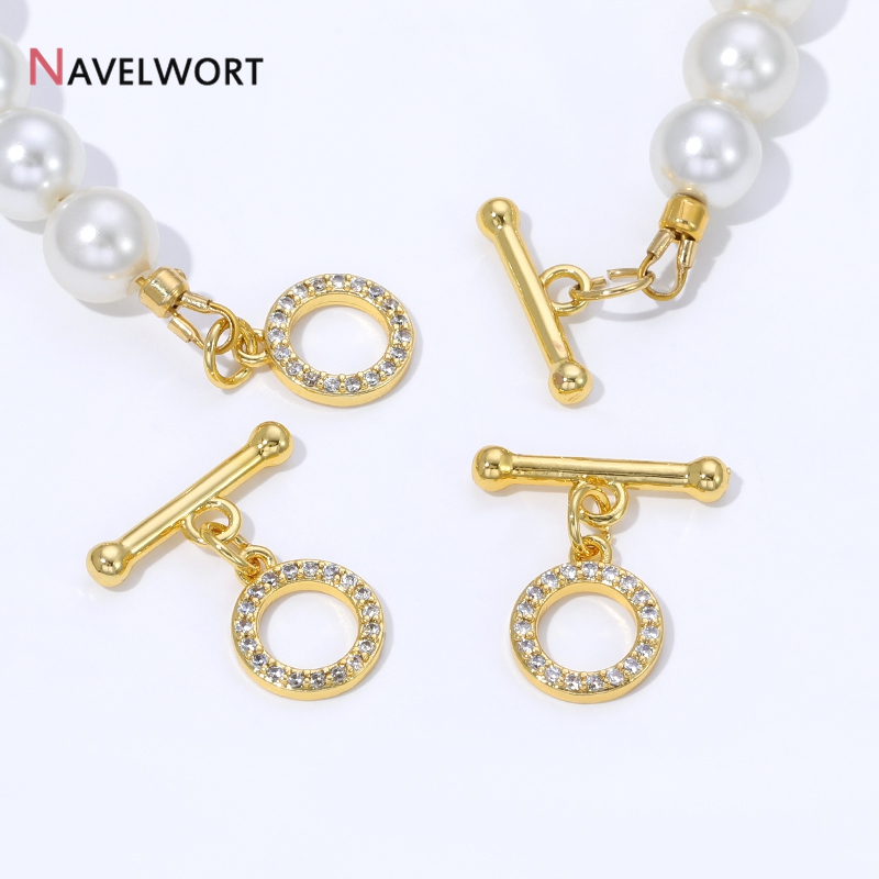 Jewelry Making Articles - 18K Gold Plated Brass Inlaid Zircon