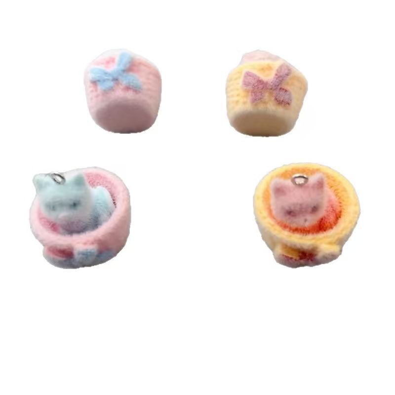 4pcs 3D plush resin cat pendan - Jewelry Making Birthday Party ulasan dan harga