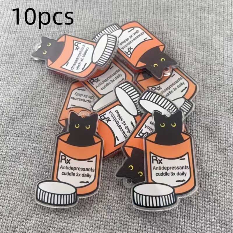 10pcs acrylic medicine cat pen - Jewelry Making Birthday Party ulasan dan harga