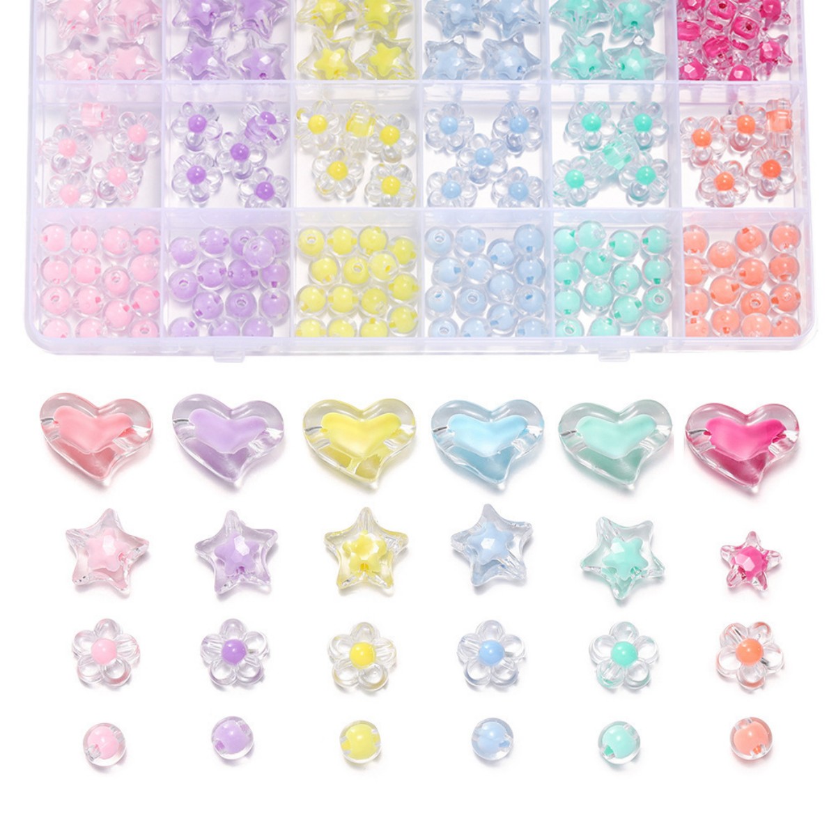 174pcs/Box Heart Acrylic Beads - Jewelry Making Birthday Party ulasan dan harga