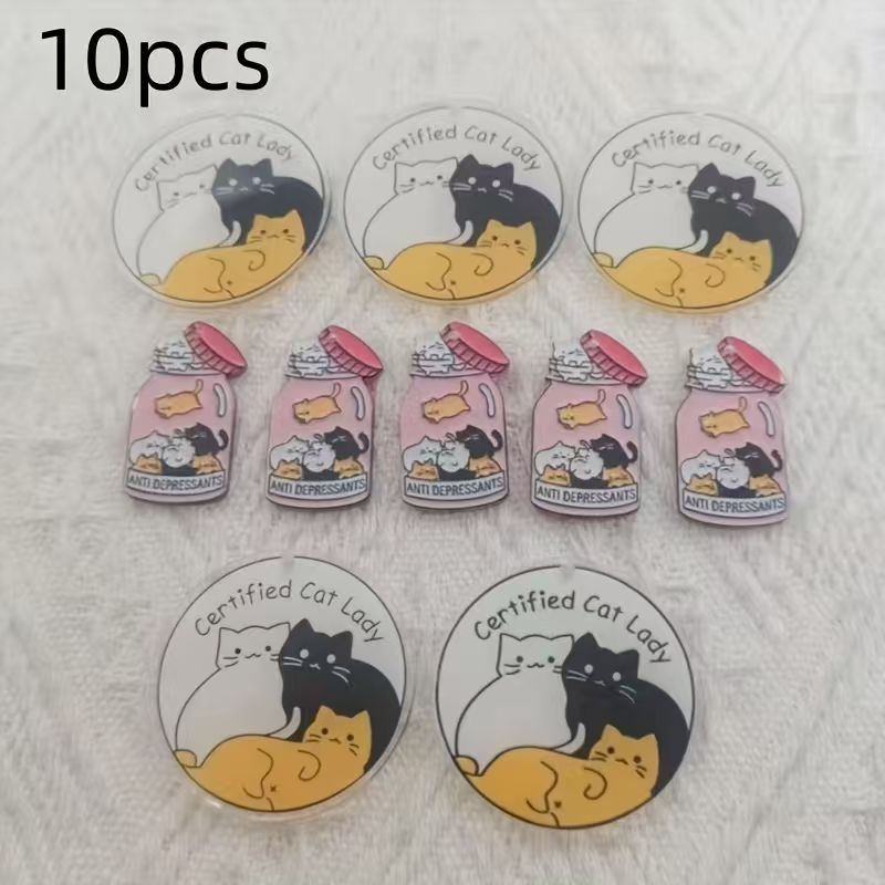10pcs acrylic cute cat pendant - Jewelry Making Birthday Party ulasan dan harga