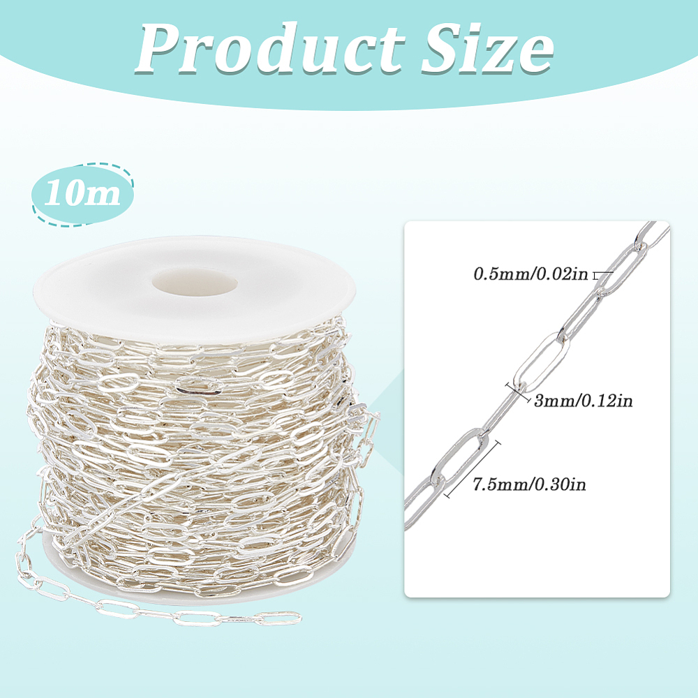 32.81 Feet Silver Paperclip Ch - Chain Roll Cable ulasan dan harga