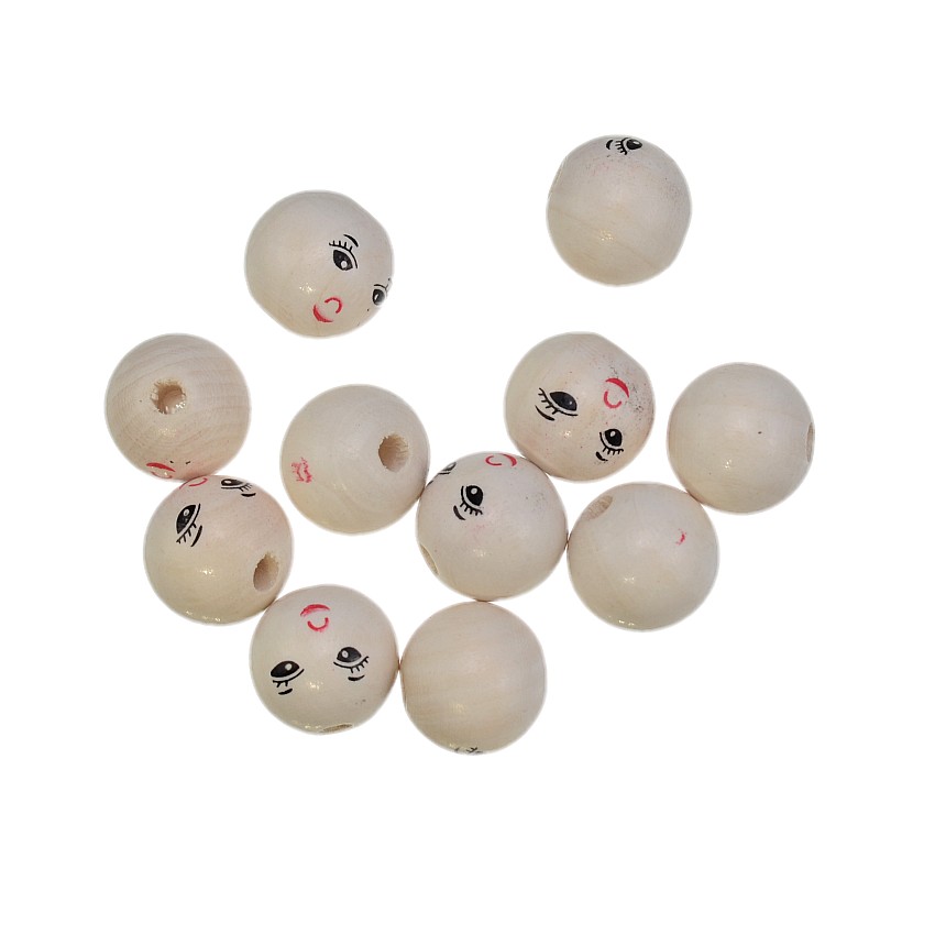 20/50PCs Smiling Face Wooden B - Jewelry Making 3 Year Old ulasan dan harga