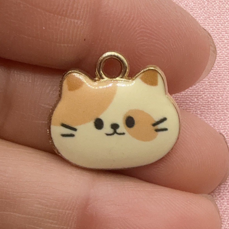 12pcs Printed Cat Head Alloy D - Jewelry Making Birthday Party ulasan dan harga